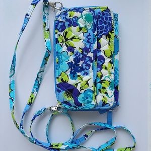 Vera Bradley All in One RFID Crossbody in the Blueberry Blooms Pattern